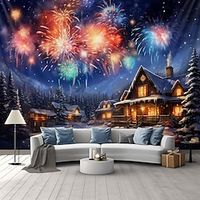 New Year Hanging Tapestry Wall Art Xmas Large Tapestry Mural Decor Photograph Backdrop Blanket Curtain Home Bedroom Living Room Decoration miniinthebox - thumbnail