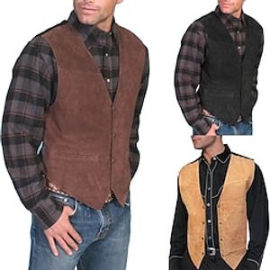 West Cowboy Retro Vintage 18th Century 19th Century Waistcoat Suede Vest Men's Costume Vintage Cosplay Casual Daily Vest Lightinthebox