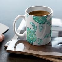 Sea Turtles Turquoise Ceramic Cup, 11oz Tea Mug, Coffee Mug, Milk Mug, Juice Ceramic Cup for Home Offices Cafe Party Mom Father Daughter Son Lightinthebox - thumbnail