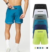 Men's Athletic Shorts Running Shorts Gym Shorts Sports Going out Weekend Breathable Quick Dry Running Casual Elastic Waist with Phone Pocket Plain Knee Length Gymnatics Activewear Black White Lightinthebox - thumbnail