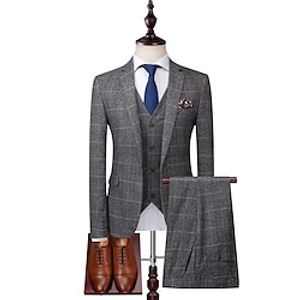 Gentleman Gangster Retro Vintage Roaring 20s 1920s Three-Piece Suit Suit Trousers Men's Costume Vintage Cosplay Party Office / Career Business / Ceremony / Wedding Coat Valentine's Day miniinthebox