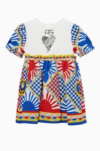 Carretto-print Dress in Poplin & Jersey