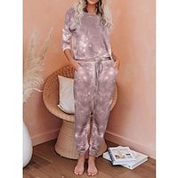 Women's Sweatshirt Tracksuit Pants Sets Tie Dye Casual Daily Wine Red Blue Print Long Sleeve Active Sports Round Neck Regular Fit Spring   Fall Lightinthebox - thumbnail