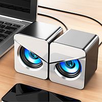 V-116 USB Wired Computer Speaker Bass Stereo Colorful LED Light Home Desktop For PC  Laptop  Mobile Phone  MP3  MP4  DVD Lightinthebox - thumbnail