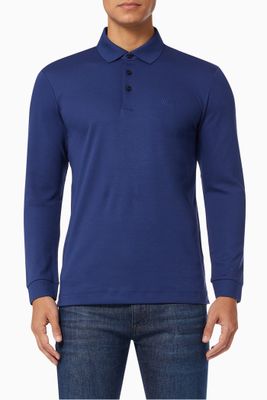 Long Sleeve Polo Shirt in Cotton Long Sleeve Polo Shirt in Cotton