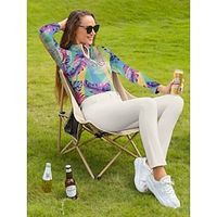 Women's Golf Polo Shirt Blue Long Sleeve Top Leaf Ladies Golf Attire Clothes Outfits Wear Apparel miniinthebox