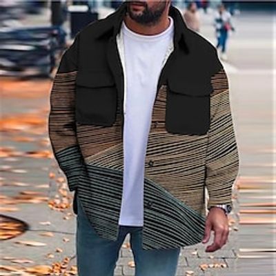 Stripe Geometry Casual Men's Shirt Shirt Jacket Shacket Daily Wear Going out Weekend Fall Winter Turndown Long Sleeve Brown, Gray S, M, L Polar Fleece Shirt Lightinthebox Stripe Geometry Casual Men's Shirt Shirt Jacket Shacket Daily Wear Going out Weekend Fall Winter Turndown Long Sleeve Brown, Gray S, M, L Polar Fleece Shirt Lightinthebox