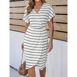 Women's Casual Dress T Shirt Dress Tee Dress Wrap Dress Stripe Print V Neck Mini Dress Stylish Daily Date Short Sleeve Summer Lightinthebox