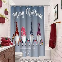 Christmas Decoration Shower Curtain with Hooks Flamingo Bathroom Decor Waterproof Fabric Shower Curtain Set with12 Pack Plastic Hooks miniinthebox - thumbnail