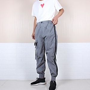 Men's Fashion Streetwear Jogger Sweatpants Trousers Zipper Pocket Luminous Pants Casual Daily Solid Color Breathable Soft Mid Waist Gray M L XL XXL 3XL Lightinthebox