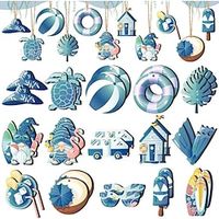 30pcs Summer Wood Hanging Ornaments Blue Beach Wooden Slices Tropical Sea Turtle Gnome Beach Ornaments Summer Tree Decorations Yard Decoration Yard Supplies Party Decor Holiday Supplies Holiday Arrangement Garden Decor Lightinthebox - thumbnail