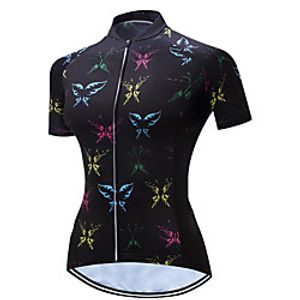21Grams Women's Short Sleeve Cycling Jersey Summer Spandex Polyester Black Butterfly Bike Jersey Top Mountain Bike MTB Road Bike Cycling Quick Dry Moisture Wicking Breathable Sports Clothing Apparel miniinthebox