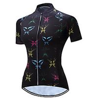 21Grams Women's Short Sleeve Cycling Jersey Summer Spandex Polyester Black Butterfly Bike Jersey Top Mountain Bike MTB Road Bike Cycling Quick Dry Moisture Wicking Breathable Sports Clothing Apparel miniinthebox - thumbnail