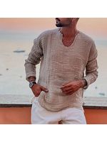 Men's Linen Simple Long-sleeved Shirt