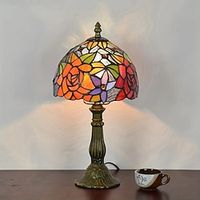 Tiffany Style Stained Glass Lamp Rose Flower Decoration Bedroom Bedside Table Lamp Bar Table Lamp Gift Lamp Lightinthebox - thumbnail