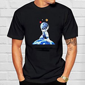 Men's Tee T shirt Hot Stamping Graphic Prints Astronaut Print Short Sleeve Casual Tops 100% Cotton Basic Designer Big and Tall Black miniinthebox