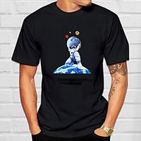Men's Tee T shirt Hot Stamping Graphic Prints Astronaut Print Short Sleeve Casual Tops 100% Cotton Basic Designer Big and Tall Black miniinthebox - thumbnail