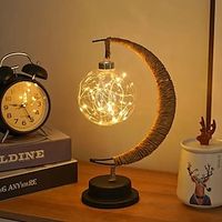 LED Ball Lamp Wrought Iron Moon Lamp plastic and iron Bar Desk Lamp Decorative Lamp Bedroom Decorative Modeling Lamp(battery Not Included) Halloween Christmas Decor Lightinthebox - thumbnail