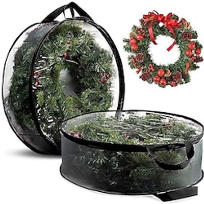 Christmas Wreath Storage Containers, Heavy-duty PVC Garland Protector With Handle For Seasonal Christmas Xmas Wreaths Storage Organization miniinthebox