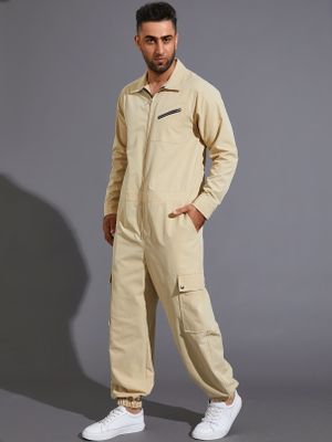 Men Casual Long Sleeve Multi-Pocket Zipper Front Elastic Waist Overalls jumpsuits Men Casual Long Sleeve Multi-Pocket Zipper Front Elastic Waist Overalls jumpsuits