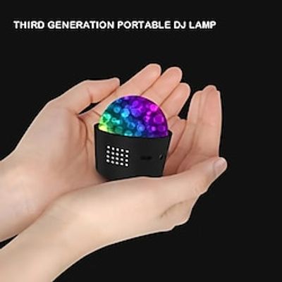 1pc Black Mini Disco Lights Magic Ball Lights LED Stage Light With Voice Control Car Atmosphere DJ LightBuilt-in Battery Birthday Party Christmas Car Interior Decoration Best Choice miniinthebox