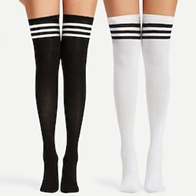 2 Pairs Women's Stockings Outdoor Holiday Solid Color Polyester Sporty Simple Classic Casual Sports Stocking Lightinthebox