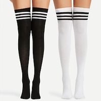 2 Pairs Women's Stockings Outdoor Holiday Solid Color Polyester Sporty Simple Classic Casual Sports Stocking Lightinthebox - thumbnail