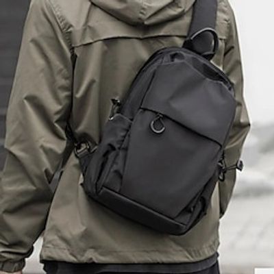 Men's Crossbody Bag Shoulder Bag Chest Bag Oxford Cloth Outdoor Daily Holiday Zipper Large Capacity Lightweight Durable Solid Color Black Lightinthebox