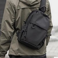 Men's Crossbody Bag Shoulder Bag Chest Bag Oxford Cloth Outdoor Daily Holiday Zipper Large Capacity Lightweight Durable Solid Color Black Lightinthebox - thumbnail