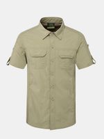 Outdoor Sport Thin Summer Breathable Quickly Dry Short Sleeve Cargo Dress Shirts for Men