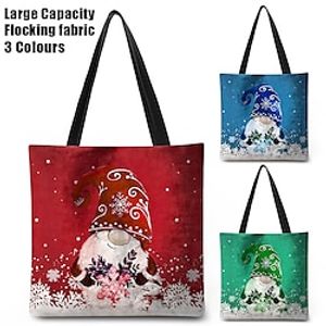 Women's Tote Shoulder Bag Fluffy Bag Polyester Christmas Xmas Shopping Print Large Capacity Lightweight Durable Character Red Blue Green Lightinthebox