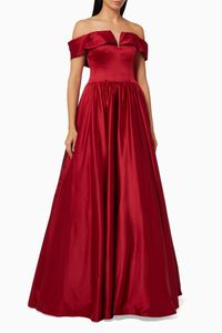 Off-shoulder Gown in Stretch Satin