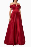 Off-shoulder Gown in Stretch Satin - thumbnail