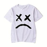Men's Unisex Tee T shirt Hot Stamping Anime Graphic Prints Plus Size Lil peep Print Short Sleeve Casual Tops Cotton Basic Designer Big and Tall White Black Red Lightinthebox - thumbnail