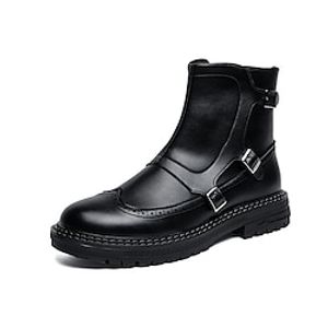 Men's Boots Brogue Dress Shoes Wingtip Shoes Casual British Daily PU Comfortable Slip Resistant Booties / Ankle Boots Zipper Black Fall Winter miniinthebox