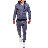 mens hooded casual 2 pieces sets tracksuits sports jogging warm cardigan sweat suits miniinthebox - thumbnail