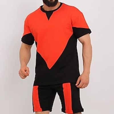 Men's Shorts and T Shirt Set Color Block Crew Neck Casual Daily Short Sleeves 2 Piece Clothing Apparel Stylish Modern Contemporary Comfortable Lightinthebox