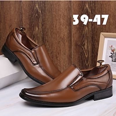 Men's Loafers  Slip-Ons Dress Loafers Plus Size Leather Loafers Walking Business Casual Christmas Daily Office  Career PU Height Increasing Loafer Black A Brown A Black Spring Fall Lightinthebox