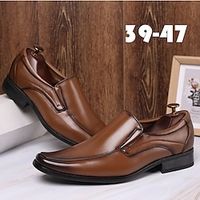 Men's Loafers  Slip-Ons Dress Loafers Plus Size Leather Loafers Walking Business Casual Christmas Daily Office  Career PU Height Increasing Loafer Black A Brown A Black Spring Fall Lightinthebox - thumbnail