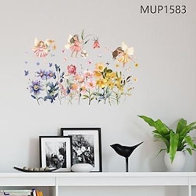 Flower Fairy Flower Butterfly Plant Wall Stickers Can Be Removed Living Room Bedroom Study Children's Room Home Decoration Background Wall Stickers miniinthebox