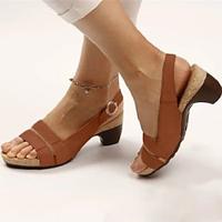 Women's Sandals Retro Club Buckle Chunky Heel Peep Toe Casual Comfort Rubber Buckle Black White Light Pink Lightinthebox