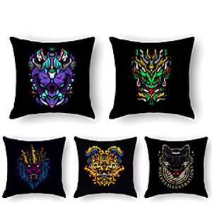Cushion Cover 5PCS Linen Soft Print Square Throw Pillow Cover Cushion Case Pillowcase for Sofa Bedroom 45 x 45 cm (18 x 18 Inch) Superior Quality Mashine Washable miniinthebox