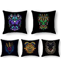 Cushion Cover 5PCS Linen Soft Print Square Throw Pillow Cover Cushion Case Pillowcase for Sofa Bedroom 45 x 45 cm (18 x 18 Inch) Superior Quality Mashine Washable miniinthebox - thumbnail