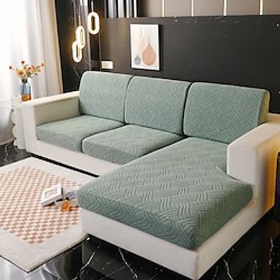 Sofa Cover Slipcover Jacquard Elastic Sectional Couch Armchair Loveseat 4 or 4 or 3 Seater L Shape White Grey Black Plain Solid Color Soft Durable Washable Lightinthebox