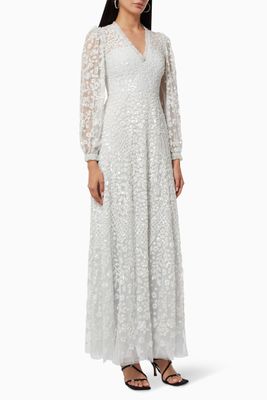 Seren Long Sleeve Gown in Sequin Tulle