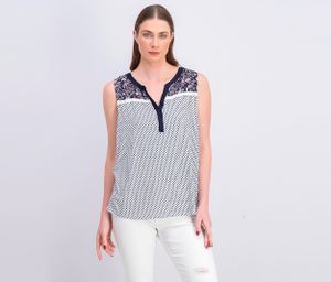 Womens Printed Tops  Navy/White