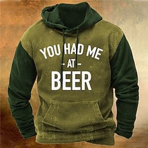 Men's Pullover Hoodie Sweatshirt Green Hooded Color Block Letter Graphic Prints Print Daily Sports 3D Print Basic Streetwear Designer Spring   Fall Clothing Apparel Hoodies Sweatshirts  Lightinthebox