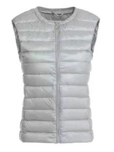 Casual Women Solid Sleeveless O-Neck Zipper Jacket