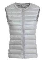 Casual Women Solid Sleeveless O-Neck Zipper Jacket - thumbnail