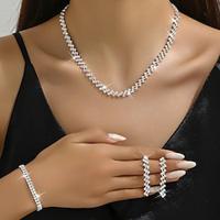 Bridal Jewelry Sets Three-piece Suit Imitation Diamond 1 Necklace 1 Bracelet Earrings Women's Elegant Sweet Lovely Classic Love Precious Jewelry Set For Wedding Gift Lightinthebox - thumbnail